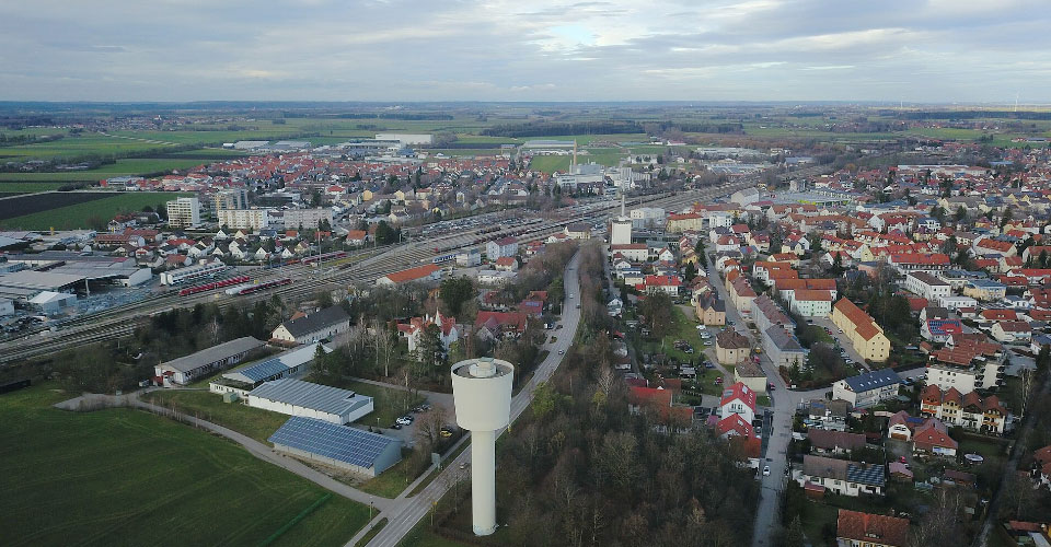 Schöner Blick über die Stadt Buchloe
