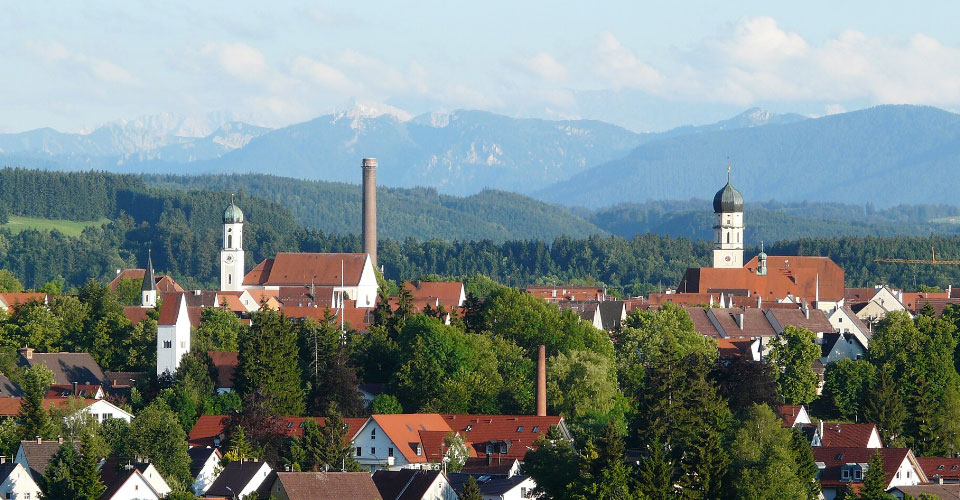 Schongau mit Blick zu den Alpen